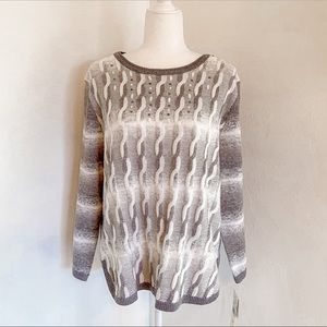 Alfred Dunner Chunky Knit Gray and White Sweater